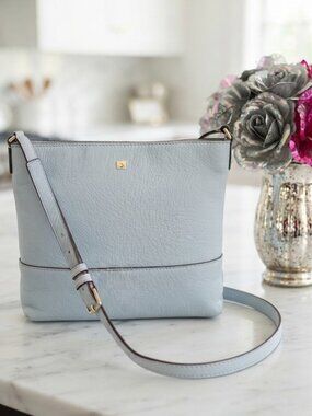 Kate Spade Southport Avenue Cora Crossbody Gray Pebbled Leather